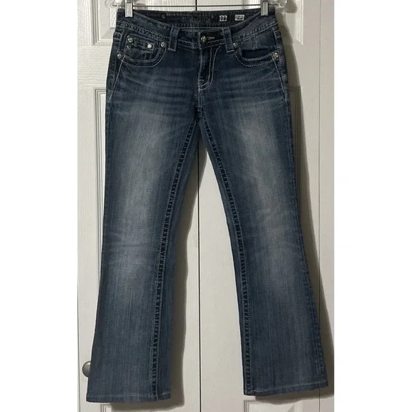 Miss Me Blue Boot Cut Jeans with Silver Embellishments - Picture 11 of 12